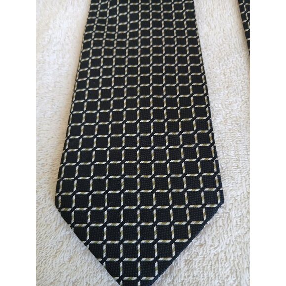 Impermeable Bu Weatherproof Men’s Necktie Tie Black Geometric Squares Office - Picture 7 of 9